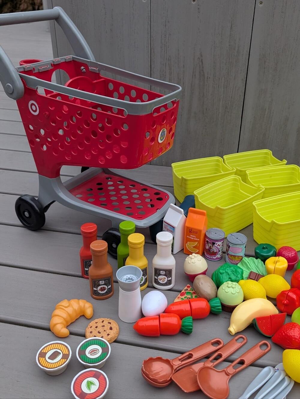Target  Red Mini Toy Shopping Cart With Play Food Groceries